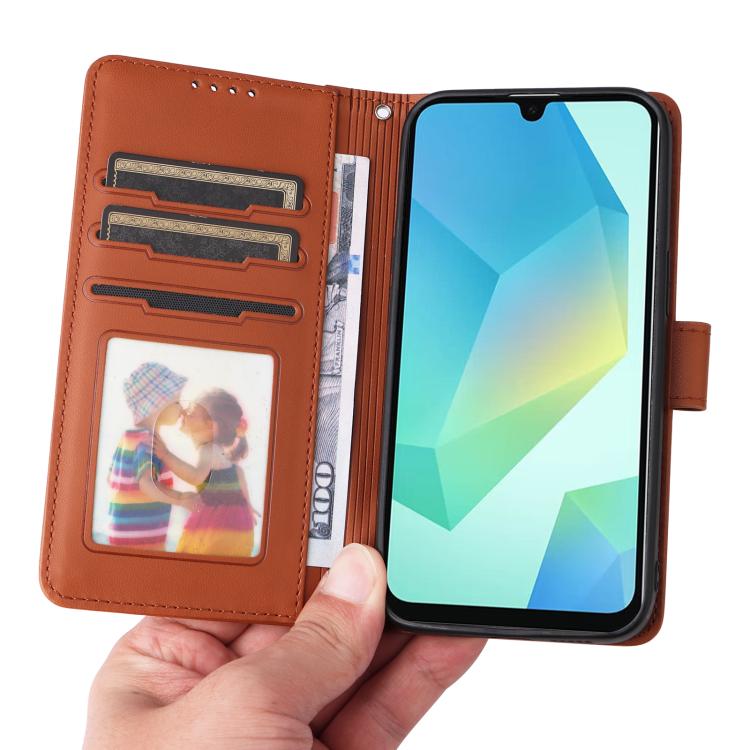 Pour Samsung Galaxy A16 5G BETOPNICE BN-005 Étui de téléphone 2 en 1 détachable en similicuir véritable (Marron)