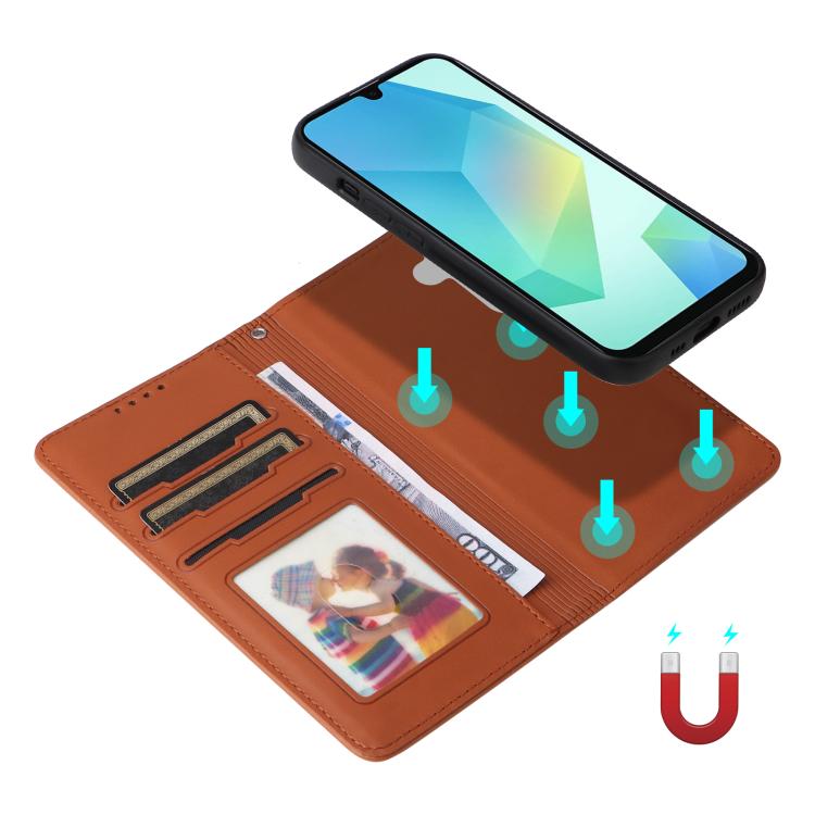Pour Samsung Galaxy A16 5G BETOPNICE BN-005 Étui de téléphone 2 en 1 détachable en similicuir véritable (Marron)
