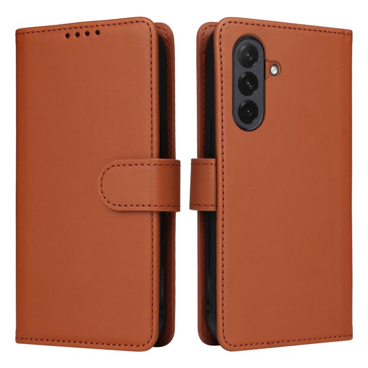 Pour Samsung Galaxy A26 5G Étui de Téléphone Détachable 2-en-1 en Faux Cuir Véritable BETOPNICE BN-005 (Marron)