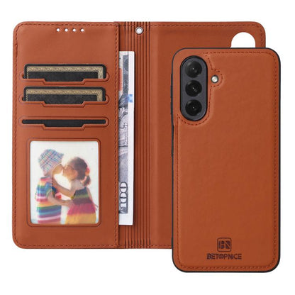 Pour Samsung Galaxy A26 5G Étui de Téléphone Détachable 2-en-1 en Faux Cuir Véritable BETOPNICE BN-005 (Marron)