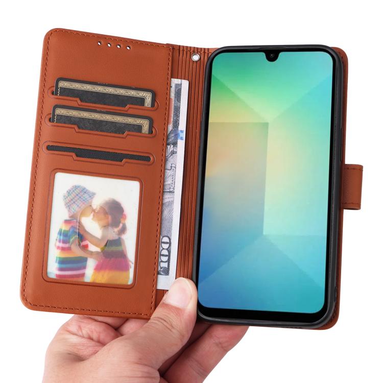 Pour Samsung Galaxy A26 5G Étui de Téléphone Détachable 2-en-1 en Faux Cuir Véritable BETOPNICE BN-005 (Marron)