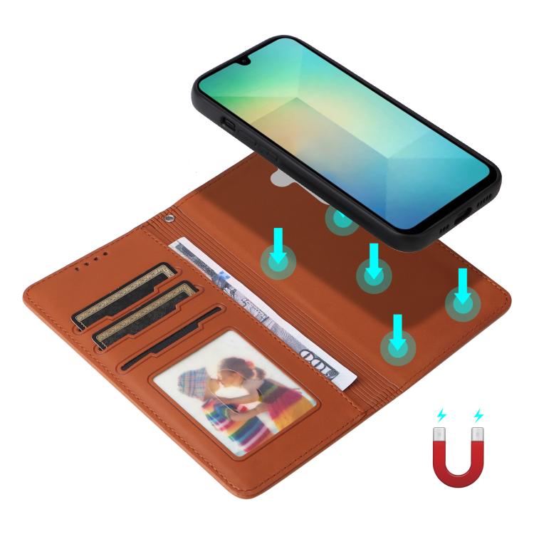 Pour Samsung Galaxy A26 5G Étui de Téléphone Détachable 2-en-1 en Faux Cuir Véritable BETOPNICE BN-005 (Marron)