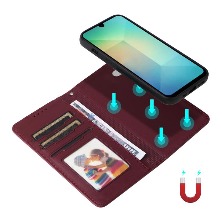 For Samsung Galaxy A26 5G BETOPNICE BN-005 2 in 1 Detachable Imitate Genuine Leather Phone Case(Wine Red)