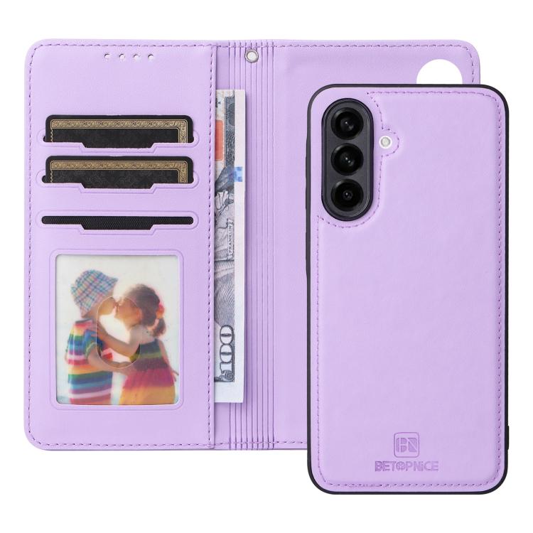 For Samsung Galaxy A56 5G BETOPNICE BN-005 2 in 1 Detachable Imitate Genuine Leather Phone Case(Light Purple)