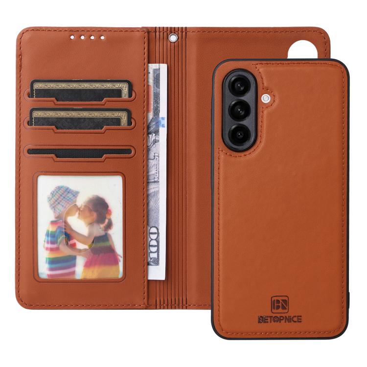 Pour Samsung Galaxy A56 5G Étui de téléphone détachable en simili-cuir 2 en 1 BETOPNICE BN-005 (marron)