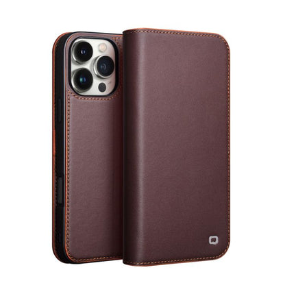 For iPhone 16 Pro QIALINO Classic Gen2 Genuine Leather Phone Case(Brown)