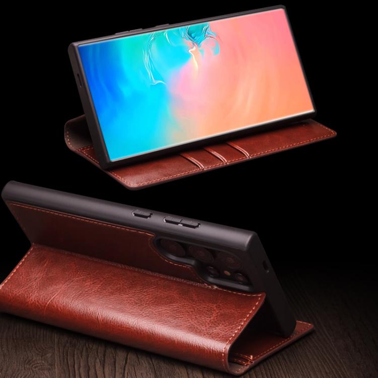 For Samsung Galaxy S25 5G QIALINO Genuine Leather Phone Case(Brown)