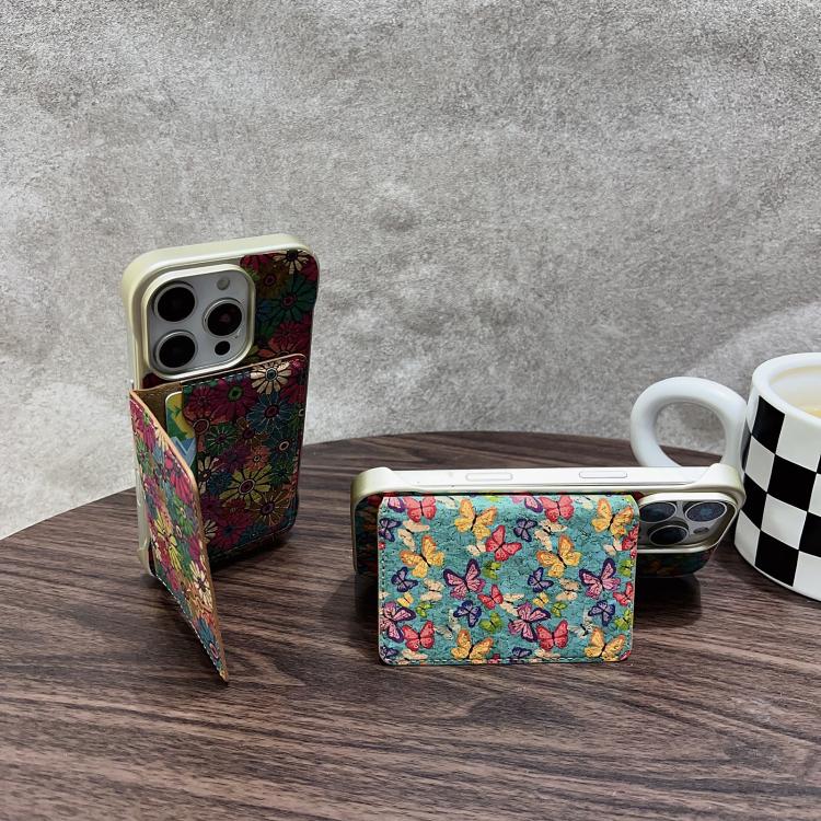 Pour coque de téléphone MagSafe à fente pour carte Denior D24 Paint pour iPhone 15 Pro (tournesol vert)