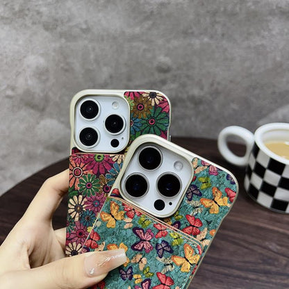 Pour coque de téléphone MagSafe à fente pour carte Denior D24 Paint pour iPhone 15 Pro (tournesol vert)