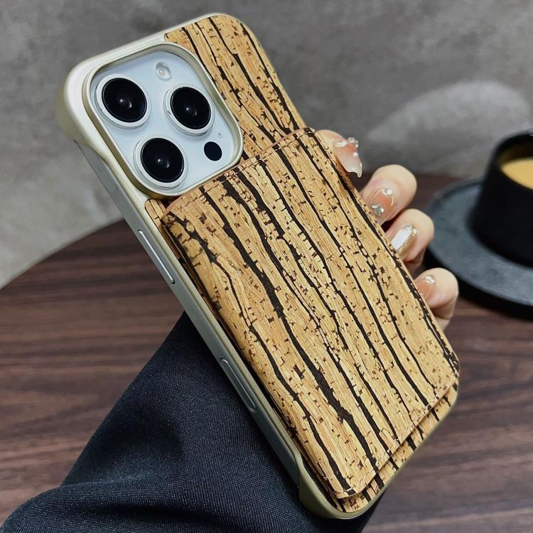 For iPhone 16 Pro Max Denior D24 Paint MagSafe Card Slot Phone Case(Yellow Wood Grain)