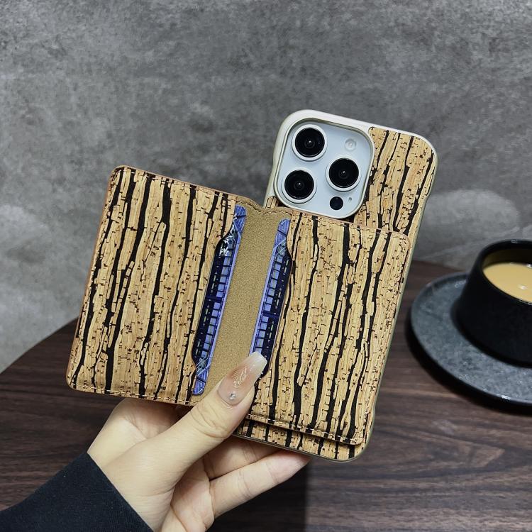 For iPhone 15 Denior D24 Paint MagSafe Card Slot Phone Case(Black Grain)