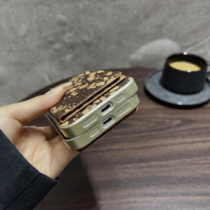 For iPhone 16 Plus Denior D24 Paint MagSafe Card Slot Phone Case(Black Grain)