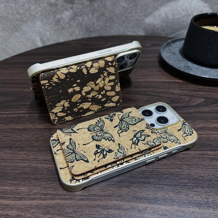 For iPhone 16 Denior D24 Paint MagSafe Card Slot Phone Case(Gold Butterflies)