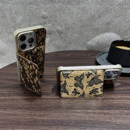 For iPhone 15 Pro Denior D24 Paint MagSafe Card Slot Phone Case(Yellow Wood Grain)