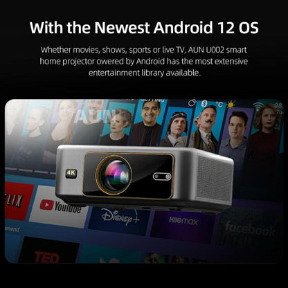 AUN U002 1920x1080P 970ANSI Android 12 Home Theater Smart Projector, US Plug(Dark Grey)