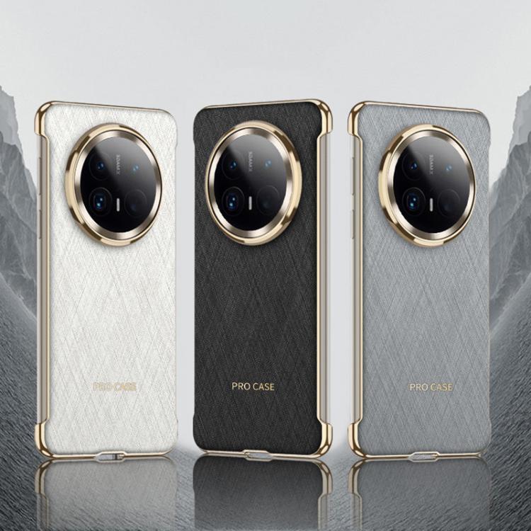 For Huawei Mate 70 GKK Borderless Electroplated Leather Magsafe Phone Case(Silver Brocade Grey)
