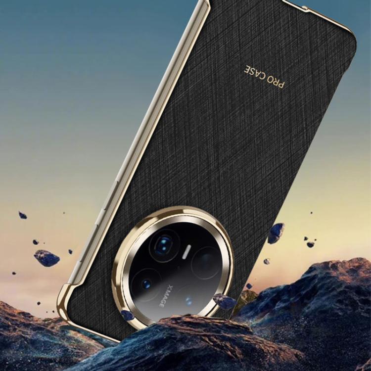 For Huawei Mate 70 GKK Borderless Electroplated Leather Magsafe Phone Case(Silver Brocade White)
