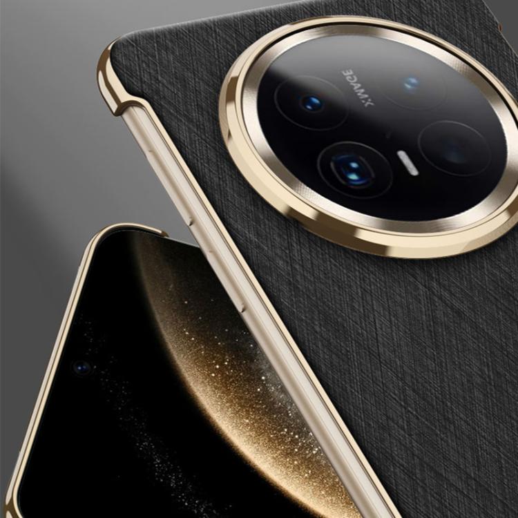 For Huawei Mate 70 GKK Borderless Electroplated Leather Magsafe Phone Case(Silver Brocade Black)