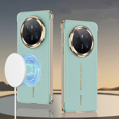 Pour Huawei Mate 70 Coque de téléphone en cuir électroplaqué sans bordure GKK Magsafe (vert épicéa)