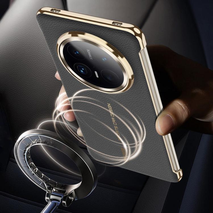 For Huawei Mate 70 GKK Borderless Electroplated Leather Magsafe Phone Case(Obsidian Black)