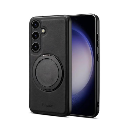 For Samsung Galaxy S25+ 5G Denior A14 Skin Feel Rotating Holder MagSafe Phone Case(Black)