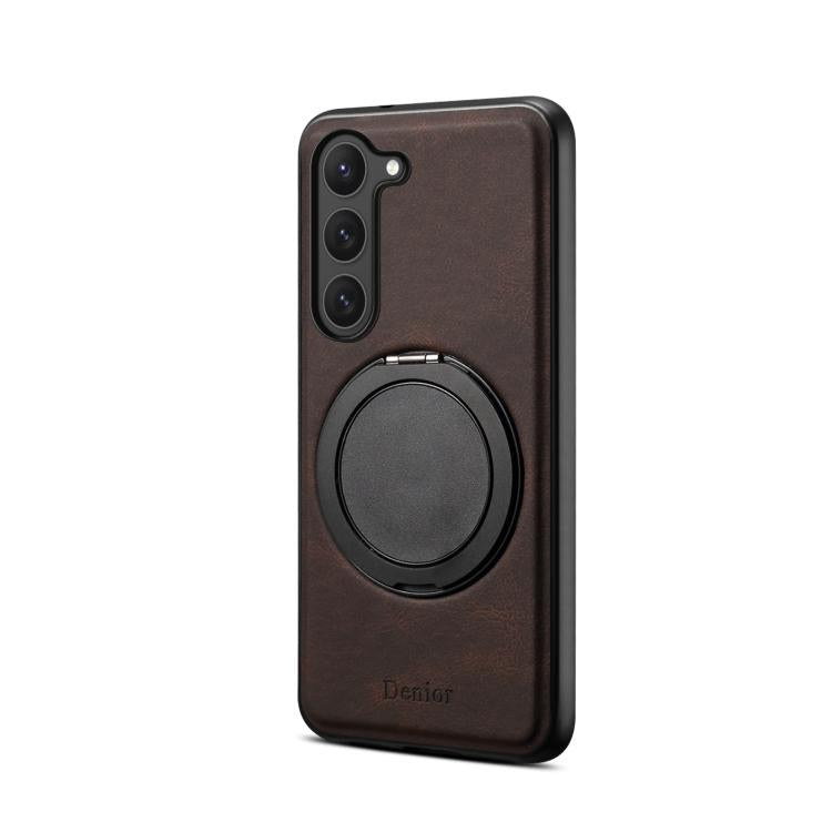 For Samsung Galaxy S23 5G Denior A14 Skin Feel Rotating Holder MagSafe Phone Case(Brown)