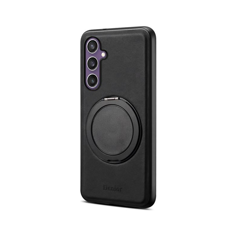 For Samsung Galaxy S23 FE 5G Denior A14 Skin Feel Rotating Holder MagSafe Phone Case(Black)
