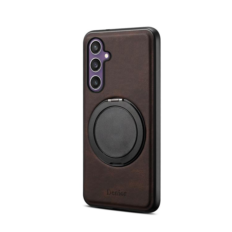 For Samsung Galaxy S24 5G Denior A14 Skin Feel Rotating Holder MagSafe Phone Case(Brown)