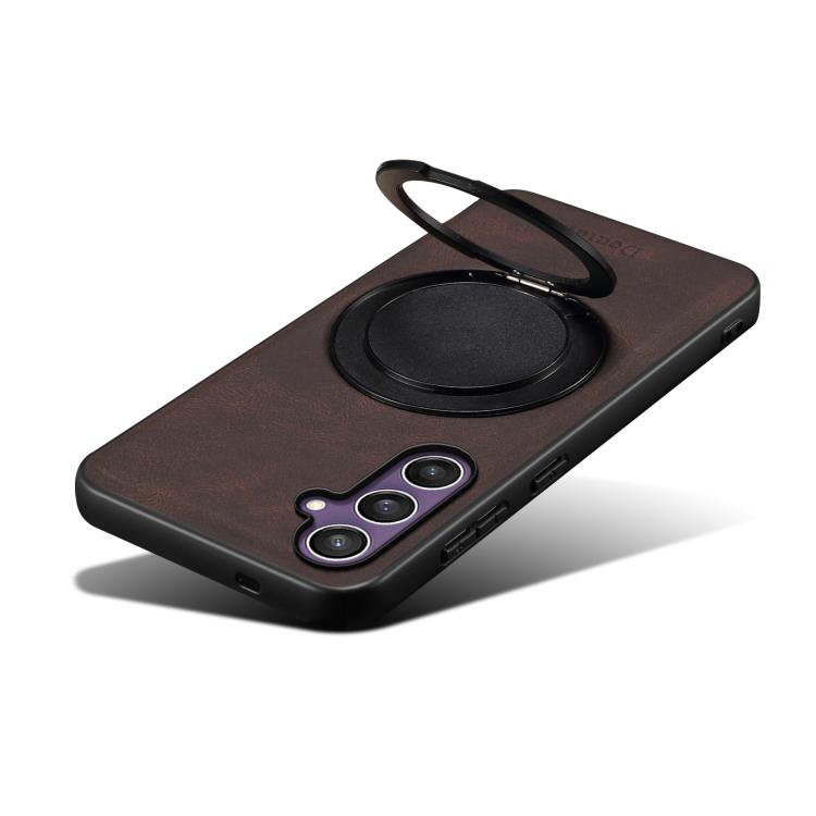 For Samsung Galaxy S24 5G Denior A14 Skin Feel Rotating Holder MagSafe Phone Case(Brown)