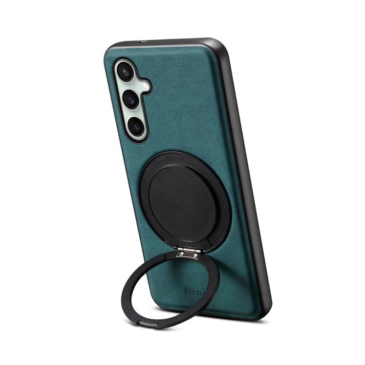 For Samsung Galaxy S24 FE 5G Denior A14 Skin Feel Rotating Holder MagSafe Phone Case(Blue)