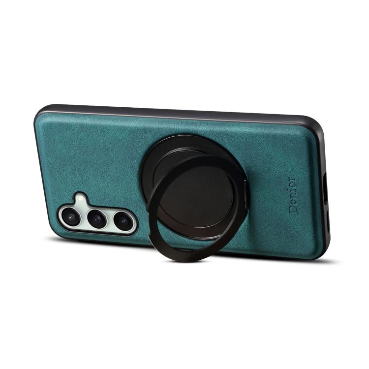 For Samsung Galaxy S24 FE 5G Denior A14 Skin Feel Rotating Holder MagSafe Phone Case(Blue)