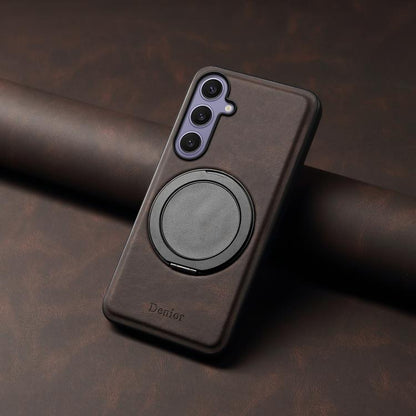 For Samsung Galaxy S24+ 5G Denior A14 Skin Feel Rotating Holder MagSafe Phone Case(Brown)