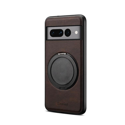 For Google Pixel 7 Pro Denior A14 Skin Feel Rotating Holder MagSafe Phone Case(Brown)