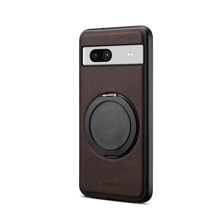 For Google Pixel 7a Denior A14 Skin Feel Rotating Holder MagSafe Phone Case(Brown)