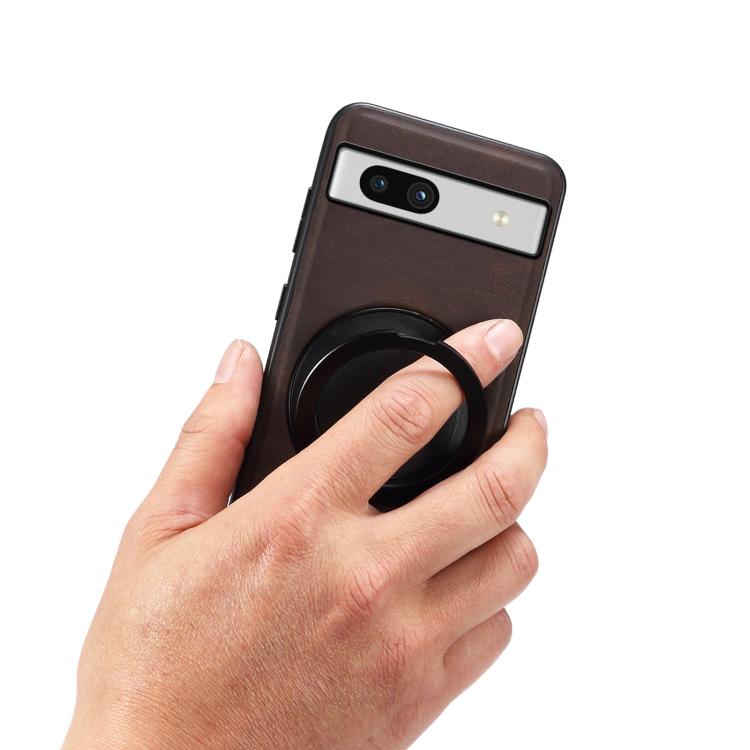 For Google Pixel 7a Denior A14 Skin Feel Rotating Holder MagSafe Phone Case(Brown)