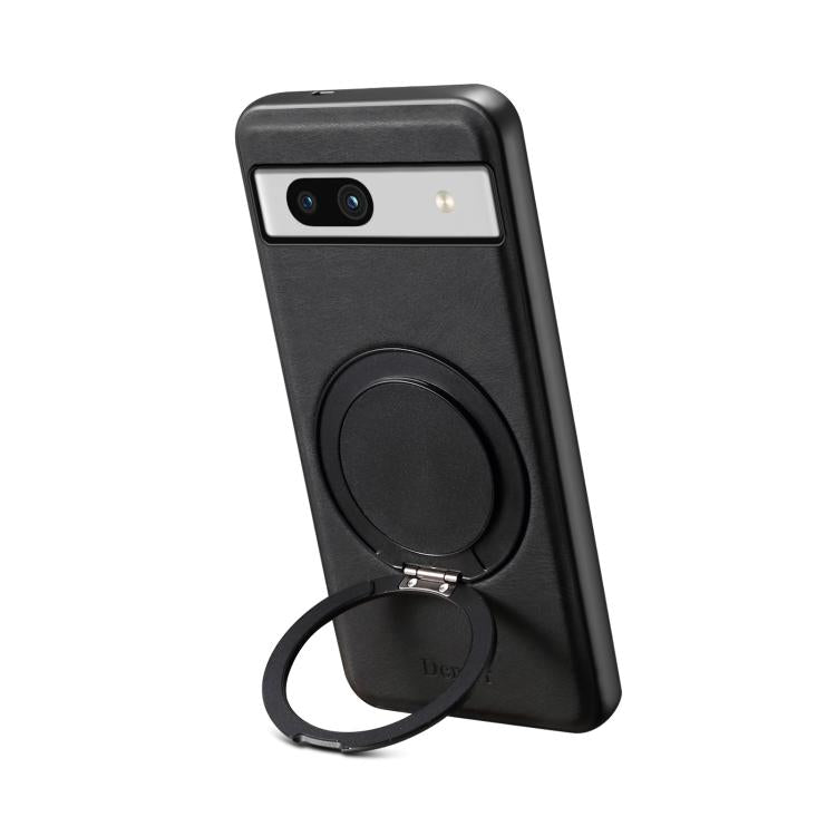 Pour la coque de téléphone Google Pixel 7a Denior A14, avec support rotatif MagSafe et sensation peau (Noir)