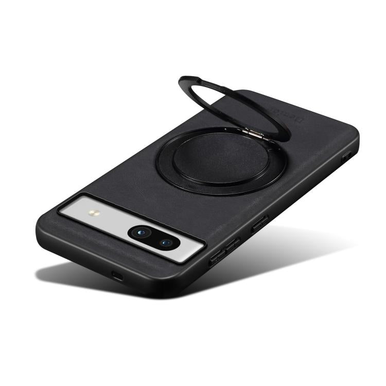 Pour la coque de téléphone Google Pixel 7a Denior A14, avec support rotatif MagSafe et sensation peau (Noir)