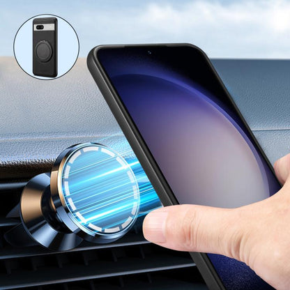 Pour la coque de téléphone Google Pixel 7a Denior A14, avec support rotatif MagSafe et sensation peau (Noir)
