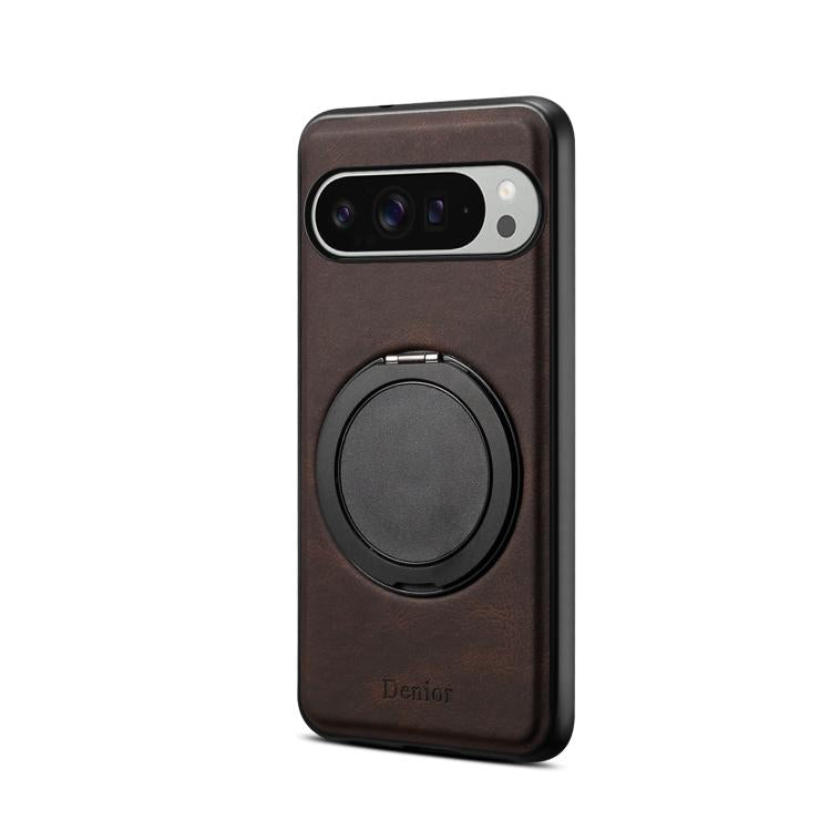 For Google Pixel 9 Pro XL Denior A14 Skin Feel Rotating Holder MagSafe Phone Case(Brown)