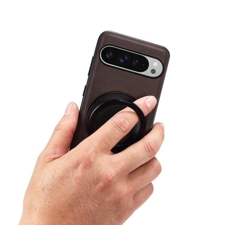 For Google Pixel 9 Pro XL Denior A14 Skin Feel Rotating Holder MagSafe Phone Case(Brown)