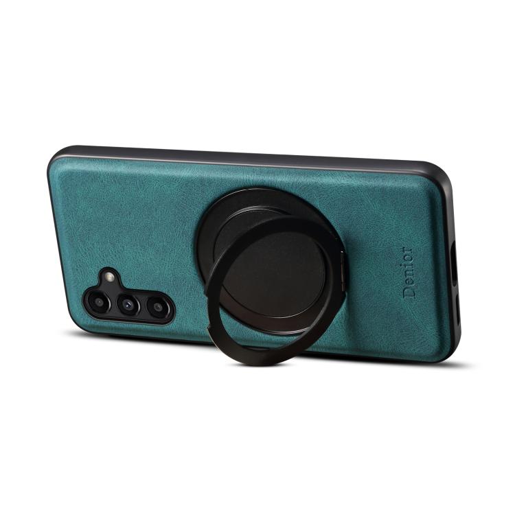 For Samsung Galaxy A15 5G Denior A14 Skin Feel Rotating Holder MagSafe Phone Case(Blue)