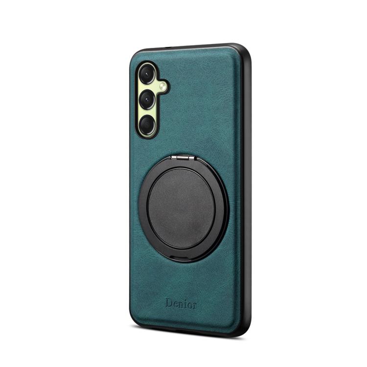 For Samsung Galaxy A16 5G Denior A14 Skin Feel Rotating Holder MagSafe Phone Case(Blue)