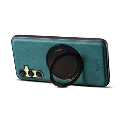 For Samsung Galaxy A16 5G Denior A14 Skin Feel Rotating Holder MagSafe Phone Case(Blue)
