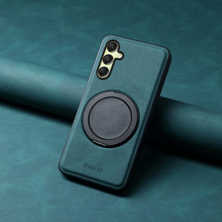 For Samsung Galaxy A16 5G Denior A14 Skin Feel Rotating Holder MagSafe Phone Case(Blue)