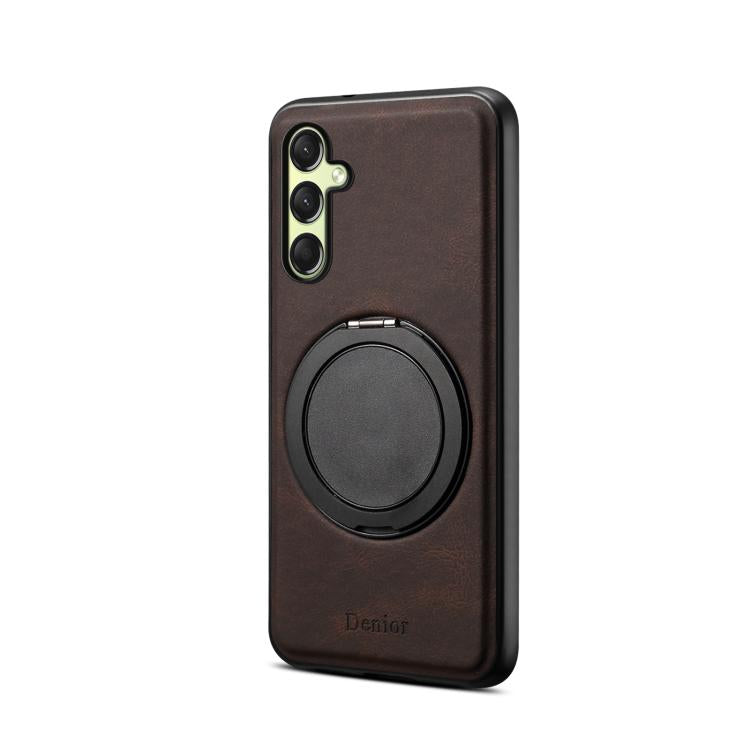 For Samsung Galaxy A16 5G Denior A14 Skin Feel Rotating Holder MagSafe Phone Case(Brown)