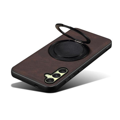 For Samsung Galaxy A16 5G Denior A14 Skin Feel Rotating Holder MagSafe Phone Case(Brown)