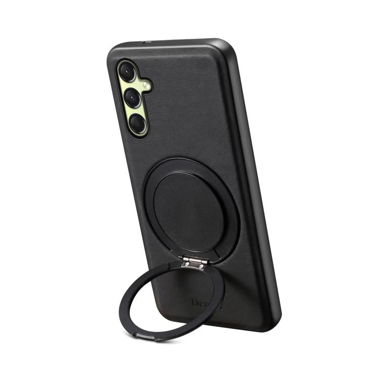 For Samsung Galaxy A16 5G Denior A14 Skin Feel Rotating Holder MagSafe Phone Case(Black)
