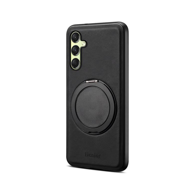 For Samsung Galaxy A16 5G Denior A14 Skin Feel Rotating Holder MagSafe Phone Case(Black)