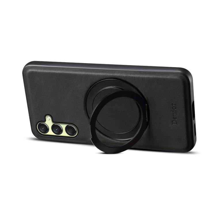 For Samsung Galaxy A16 5G Denior A14 Skin Feel Rotating Holder MagSafe Phone Case(Black)