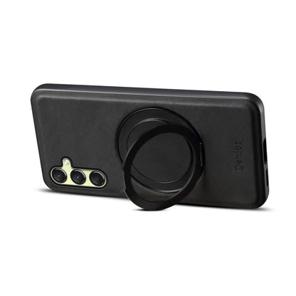 For Samsung Galaxy A16 5G Denior A14 Skin Feel Rotating Holder MagSafe Phone Case(Black)